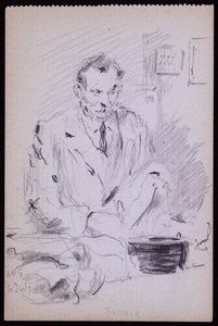 Portræt af Gilbert? Bayes, ca. 1928 (blyant på papir) af Francis Wilfred Lawson
