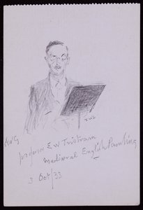 Portræt af professor EW Tristram af Francis Wilfred Lawson