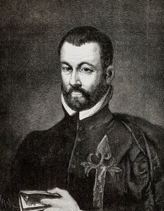 Portræt af Benito ARIAS MONTANO (1527-1598), spansk humanist og teolog, baseret på et maleri af Francisco Pacheco af Francisco (after) Pacheco