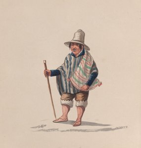 En peruviansk mand, fra en gruppe tegninger, der forestiller peruviansk kostume, ca. 1848.