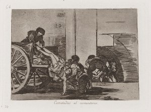 Vognladninger til kirkegården, plade 64 fra The Disasters of War af Francisco de Goya