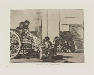 Kørebaner til kirkegården. (Kartlads til Kirkegården.), Pl. 64 fra serien The Disasters of War af Francisco de Goya