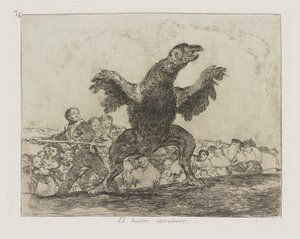 Den kødædende grib. (Kødædergribben.), Pl. 76 fra serien The Disasters of War af Francisco de Goya