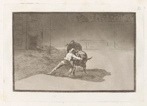 Den berømte Martincho sætter banderillas al quiebro (The Famous Martincho Places the Banderillas Playing the Bull with the Movement of his Body), Plade 15 fra La tauromaquia af Francisco de Goya