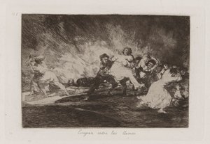 De undslipper gennem flammerne, plade 41 fra The Disasters of War af Francisco de Goya
