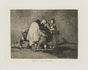 Espir? synd remedie. (Der var intet at gøre, og han døde.), pl. 53 fra serien Los desastres de la guerra (Krigens katastrofer) af Francisco de Goya