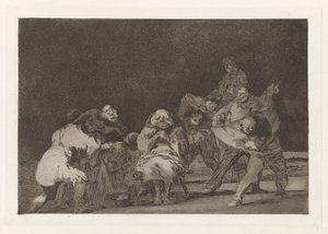 Loyalitet, også kendt som Han, der ikke kan lide dig, vil ærekrænke dig i spøg, fra serien The Nonsense (Ordsprogene) af Francisco de Goya