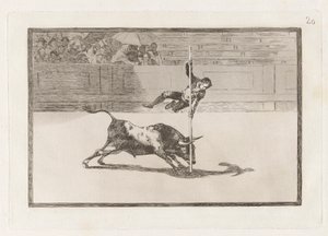 Juanito Apinanis lethed og frækhed i [ringen] i Madrid, plade 20 fra La Tauromaquia af Francisco de Goya