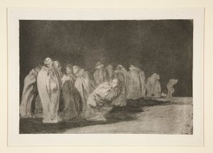 Sækkene (Mænd i sække), pl. 8 fra serien Ordsprogene af Francisco de Goya