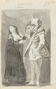Mascaras crueles (Cruel Masks) [recto] af Francisco de Goya
