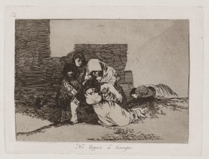 Kommer de ikke? They Do Not Arrive in Time, Plade 52 fra The Disasters of War af Francisco de Goya