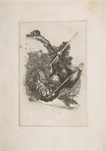 Gammel kvinde på gynge Vieja columpiándose.n.d. af Francisco de Goya