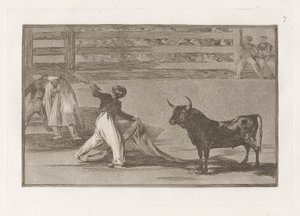 Harpunernes oprindelse? banderillas (harpunernes eller banderillaernes oprindelse), tallerken 7 fra La tauromaquia af Francisco de Goya
