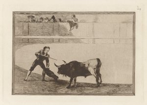 Pedro Rosemary? til stående tyr (Pedro Romero Killing the Halted Bull), Plade 30 fra The Bull Machinery af Francisco de Goya