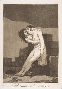 Plade 10 fra Los Caprichos: Kærlighed og død Kærlighed og død, 1799. af Francisco de Goya