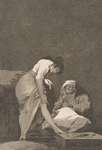 Tavle 17 fra Los Caprichos: Den er pænt strakt af Francisco de Goya