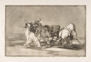 Tauromaquia-plade 3: Maurerne slog sig ned i Spanien og opgav overtroen fra th..., 1816. af Francisco de Goya