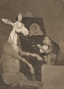 Tavle 41 fra Los Caprichos: Hverken mere eller mindre Ni mas ni menos., 1799. af Francisco de Goya