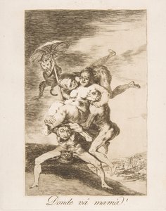 Plade 65 fra Los Caprichos: Hvor skal mor hen Donde vá mamá, 1799. af Francisco de Goya