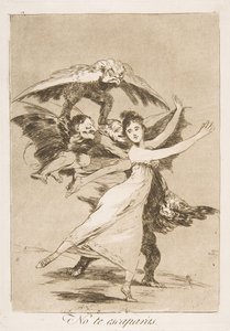 Tavle 72, fra Los Caprichos: Du vil ikke undslippe No te escaparàs., 1799. af Francisco de Goya