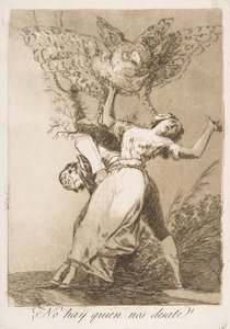 Tavle 75 fra Los Caprichos: Er der ingen, der kan løse os? Er der ingen, der kan løse os, 1799. af Francisco de Goya