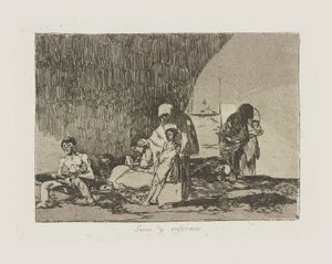 Sund og syg. (De raske og de syge.), Pl. 57 fra serien The Disasters of War af Francisco de Goya