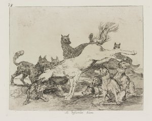 Han forsvarer sig godt. (Han forsvarer sig godt.), pl. 78 fra serien The Disasters of War af Francisco de Goya