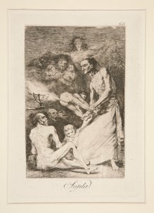 Sopla (Blæse), pl. 69 fra serien Los caprichos af Francisco de Goya