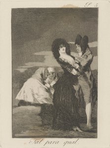Tal para qual. (To ens.), pl. 5 fra serien Los caprichos af Francisco de Goya