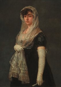 Ung dame iført en mantilla og Basquina, ca. 18001805. af Francisco de Goya