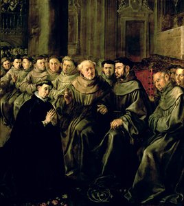 Byder St. Bonaventure (1221-74) velkommen i Franciskanerordenen, ca. 1628