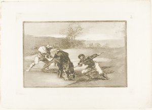 En anden måde at jage på til fods, tallerken to fra The Art of Tyrefighting af Francisco Jose de Goya y Lucientes