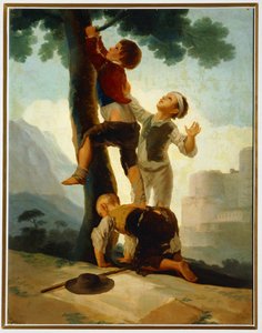 Drenge klatrer i et træ ... (maleri på lærred) af Francisco Jose de Goya y Lucientes