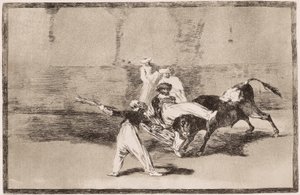 Tyrefægtning: En maurer modtager et horn i arenaen af Francisco de Goya