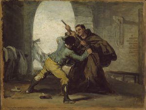 Friar Pedro wrests the Gun from El Maragato, c.1806 af Francisco de Goya
