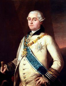 GOYA Y LUCIENTES, Francisco de (1746-1828); ALCANTARA LOPEZ DE ZUNIGA, Pedro (1700-tallet). 14. greve af Miranda del Castanar og 10. hertug af Penaranda. Værk tidligere tilskrevet Francisco de Goya, som rammeindskriften siger. På guldhåndtaget af af Francisco Jose de Goya y Lucientes