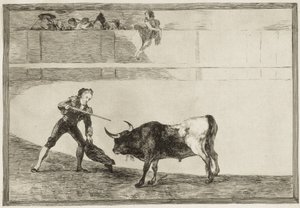 GOYA Y LUCIENTES, Francisco de (1746-1828). Pedro Romero dræber den standsede tyr. 1816. (25,1 x 35,9 cm). ROMERO, Pedro (1754-1839). spansk tyrefægter. Plade 30 af "Kunsten at tyrefægtning". Ætsning. SPANIEN. MADRID (AUTONOM FÆLLESSKAB). Madrid. national af Francisco Jose de Goya y Lucientes
