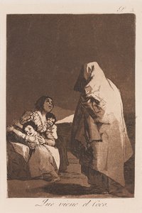 Here Comes the Bogey, slutningen af den 18.-begyndelsen af den 19 århundrede (tryk) af Francisco de Goya