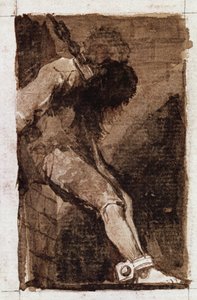 Hvis det er en kriminel, dør han hurtigt. (Aquatint, ca. 1810) af Francisco de Goya
