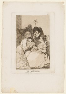 La Filiacion, tallerken fra "Los Caprichos", 1799 af Francisco de Goya
