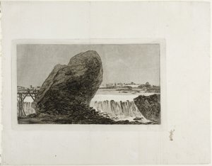 Landskab med vandfald, før 1810 af Francisco de Goya
