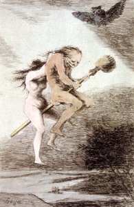 "Linda maestria" hekser på en kost, ca. 1802 (gravering) af Francisco Jose de Goya y Lucientes