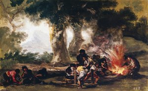 Fremstilling af bolde i Sierra de Tardienda - Olie på lærred af Francisco de Goya
