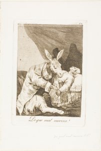 Hvilket ondt vil han dø af?, plade 40 fra Los Caprichos af Francisco Jose de Goya y Lucientes