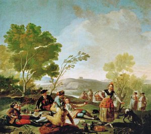 Picnic ved bredden af Manzanares, tegneserie til et billedtæppe (maleri på lærred) af Francisco Jose de Goya y Lucientes