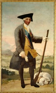 Portræt i foden af Charles III (1716-1788) som jæger, søn af Philip V. Maleri af Francisco de Goya (1746-1828) olie på lærred af Francisco de Goya