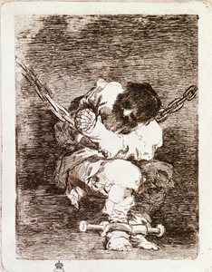 Fangekæde sidder - Sikkerhed er lige så barbarisk som forbrydelsen. (Gravering af Francisco de Goya