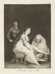 Hun beder for hende, blad 31 fra Los Caprichos af Francisco Jose de Goya y Lucientes