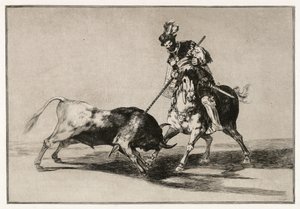 Cid Campeador angriber en tyr med sin lanse af Francisco de Goya