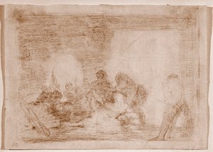 The Disasters of War: En mand vidne til voldtægten af sin kone (Tegning af Francisco de Goya